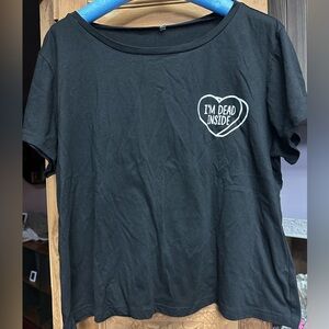 Dead inside black crop short sleeve t shirt 2XL